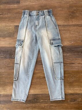 OH Jeans Distressed Cargo Elastic Waist Denim Jeans size S